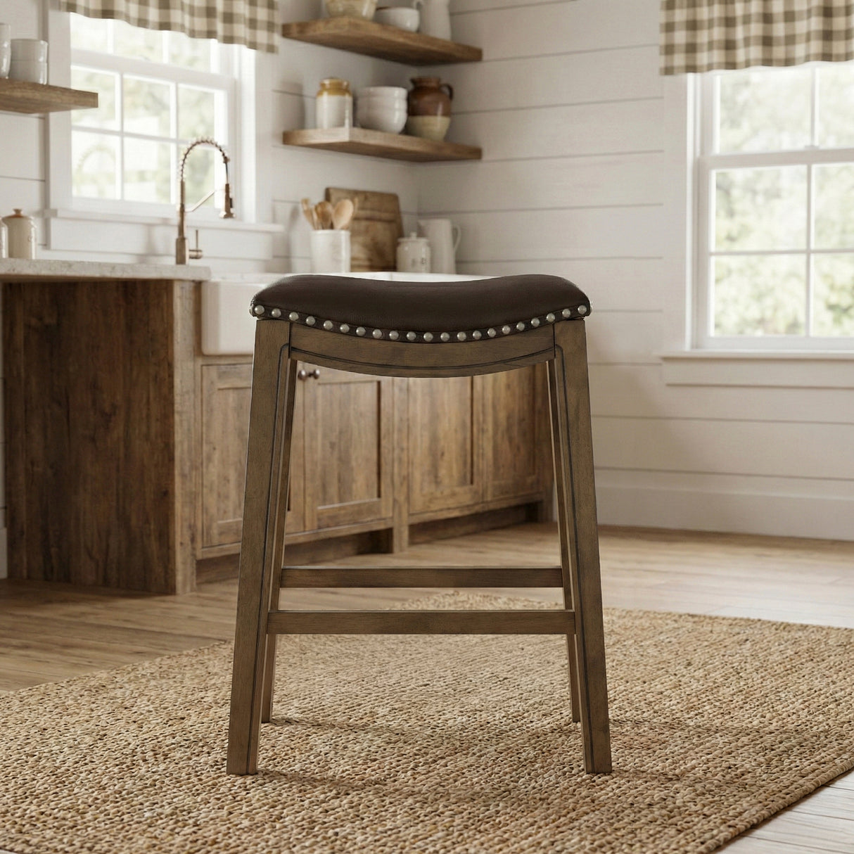 Ordway Brown/Brown Counter Height Stool, Brown from Homelegance - Luna Furniture