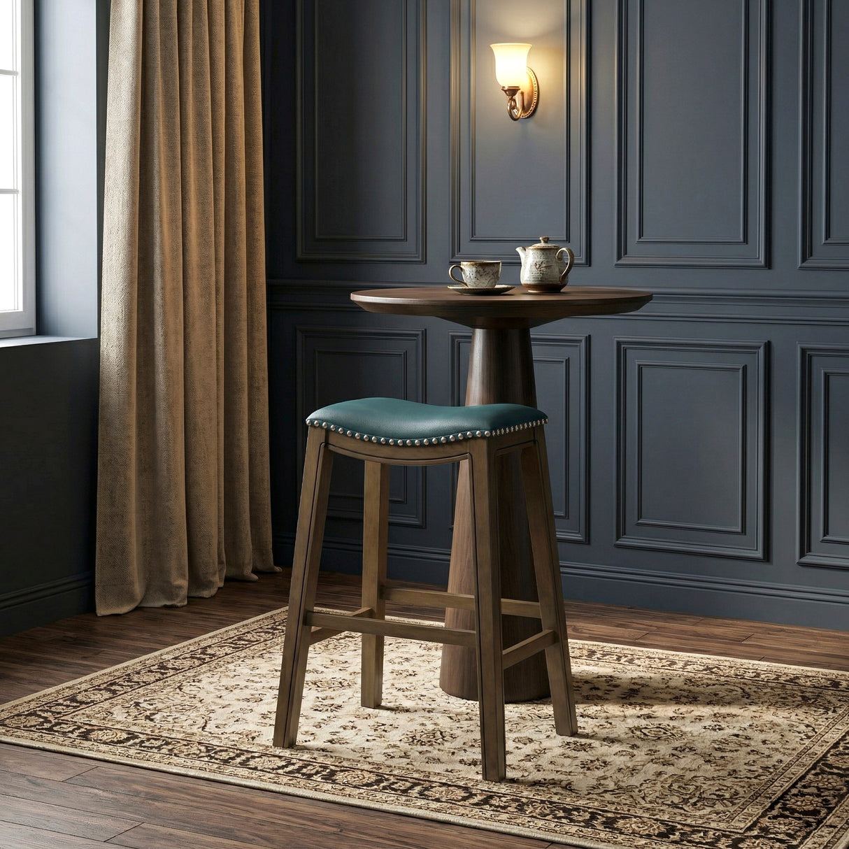 Ordway Green/Brown Pub Height Stool, Green from Homelegance - Luna Furniture