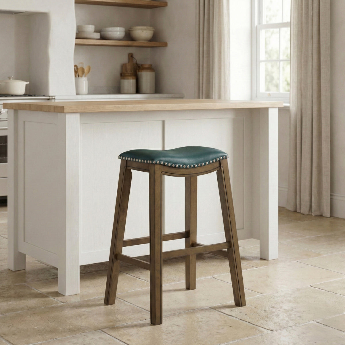 Ordway Green/Brown Pub Height Stool, Green from Homelegance - Luna Furniture