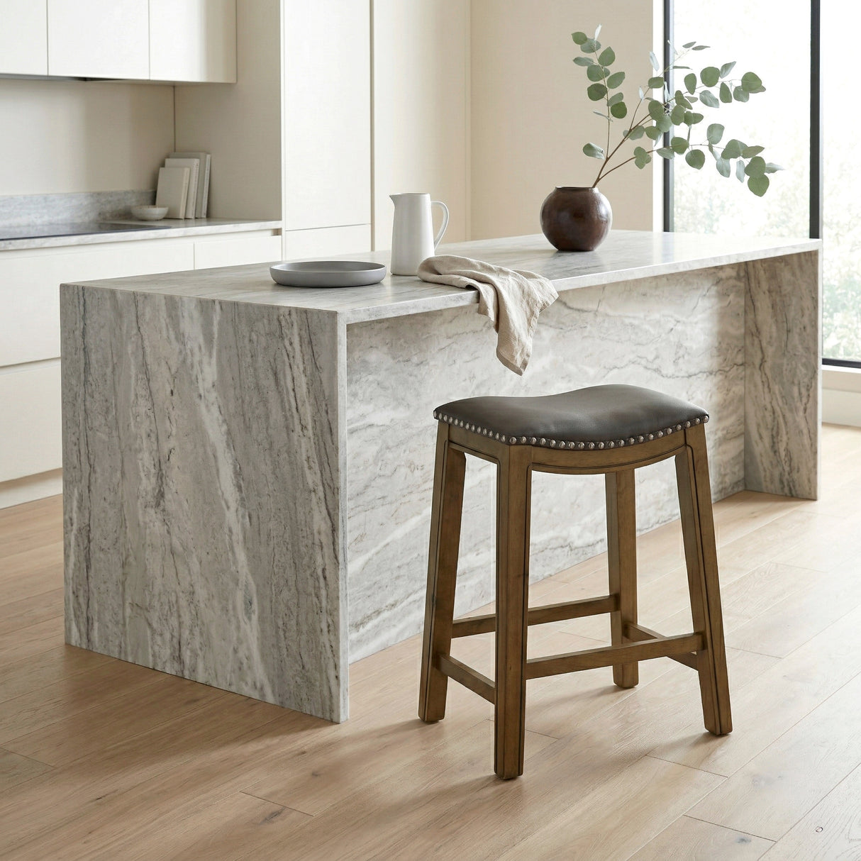 Ordway Gray/Brown Counter Height Stool, Gray from Homelegance - Luna Furniture