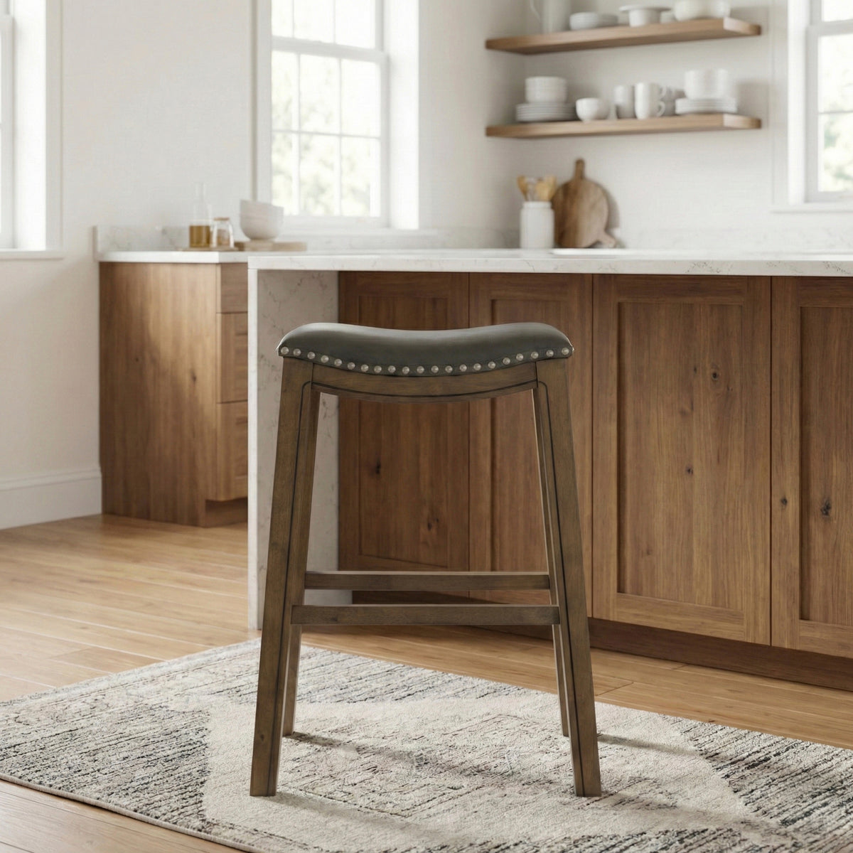Ordway Gray/Brown Pub Height Stool, Gray from Homelegance - Luna Furniture