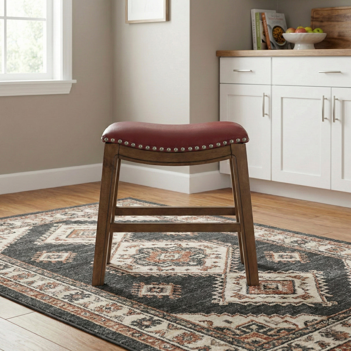 Ordway Red/Brown Dining Stool, Red from Homelegance - Luna Furniture