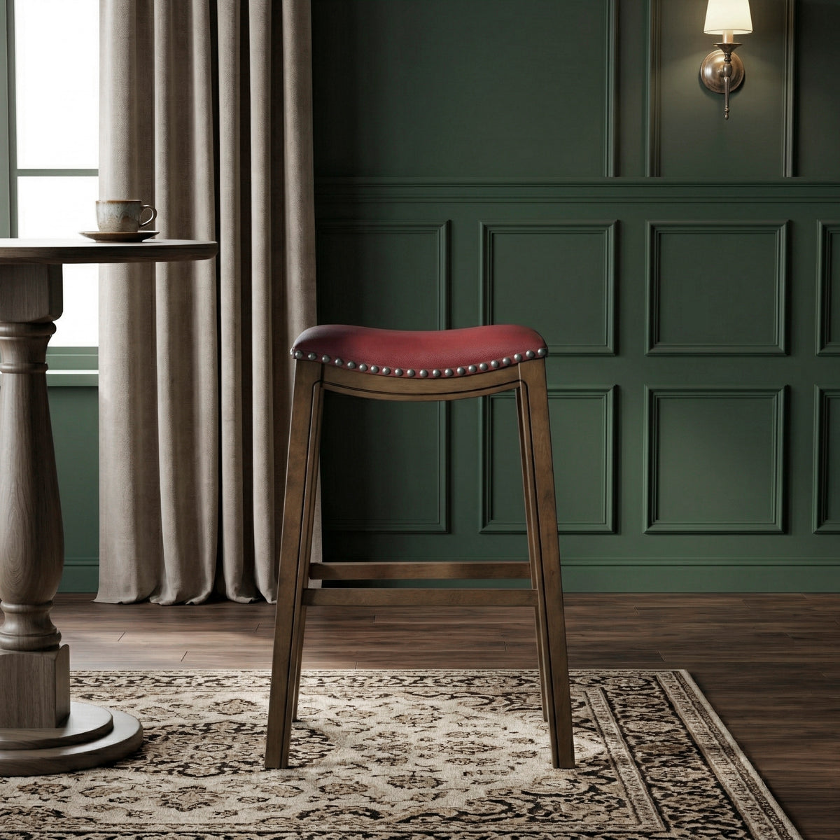 Ordway Red/Brown Pub Height Stool, Red from Homelegance - Luna Furniture