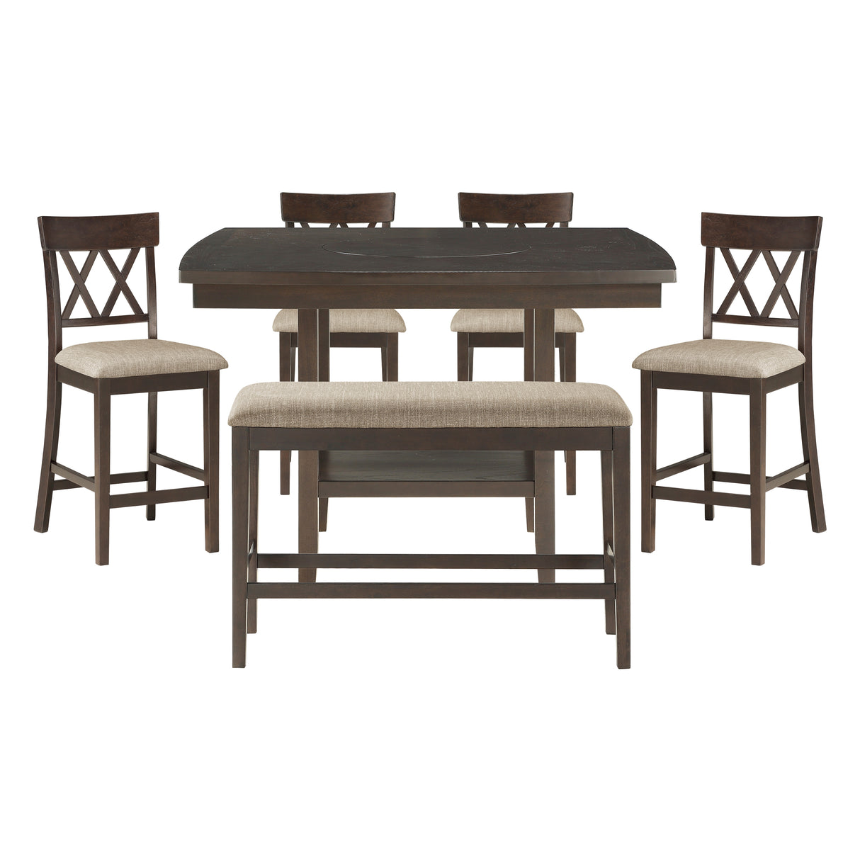 Balin Dark Brown 7-Piece Slat Back Counter Height Set from Homelegance - Luna Furniture