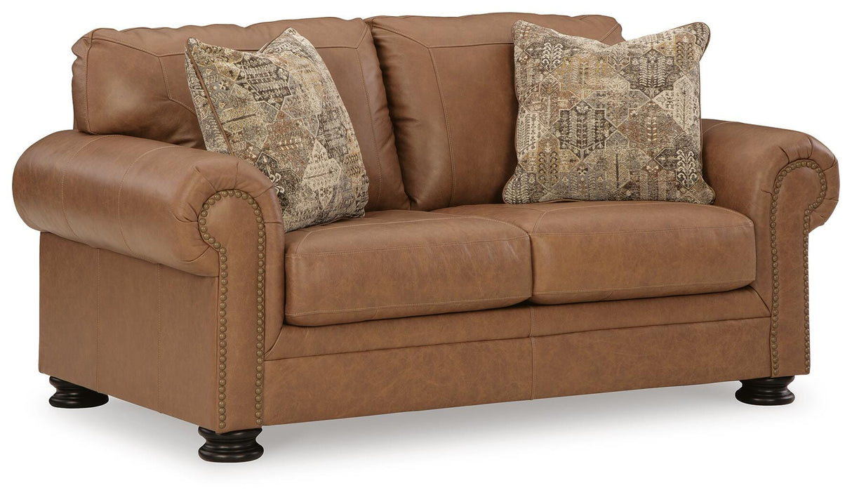 Carianna Caramel Sofa, Loveseat and Oversized Chair from Ashley Furniture - Luna Furniture