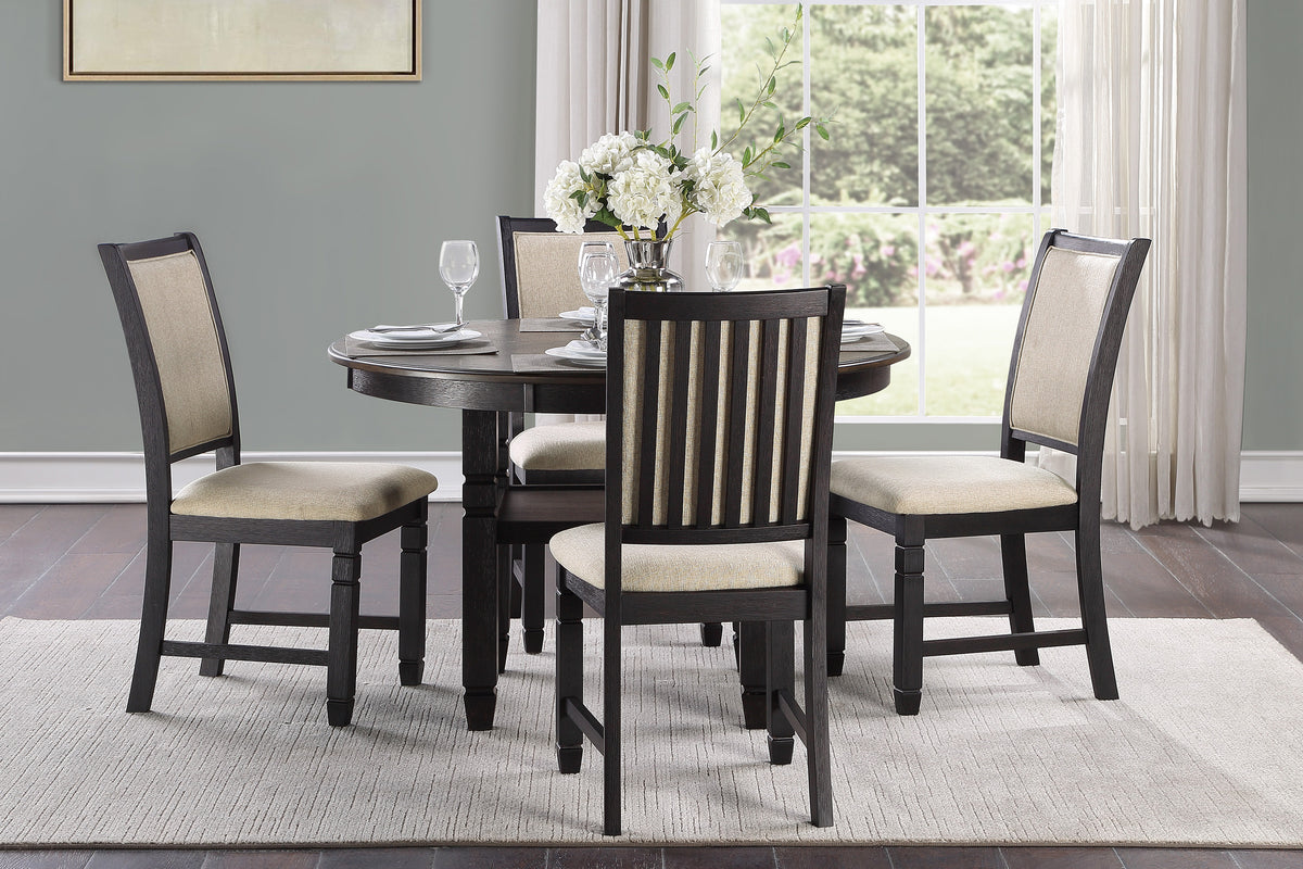 Asher Black/Brown/Beige 5-Piece Round Counter Height Set
