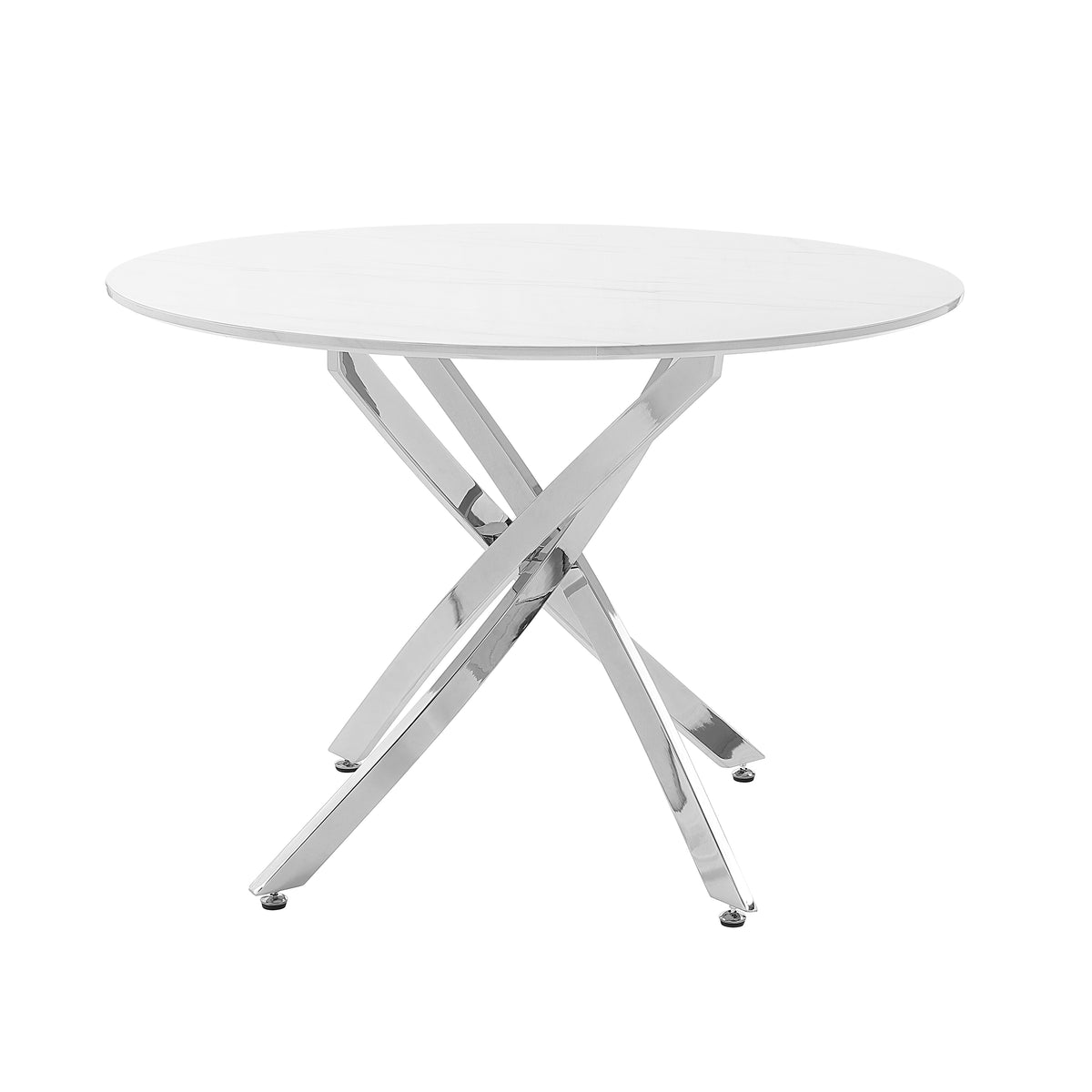 Topeka Chrome Faux-Marble Top Dining Table from Homelegance - Luna Furniture