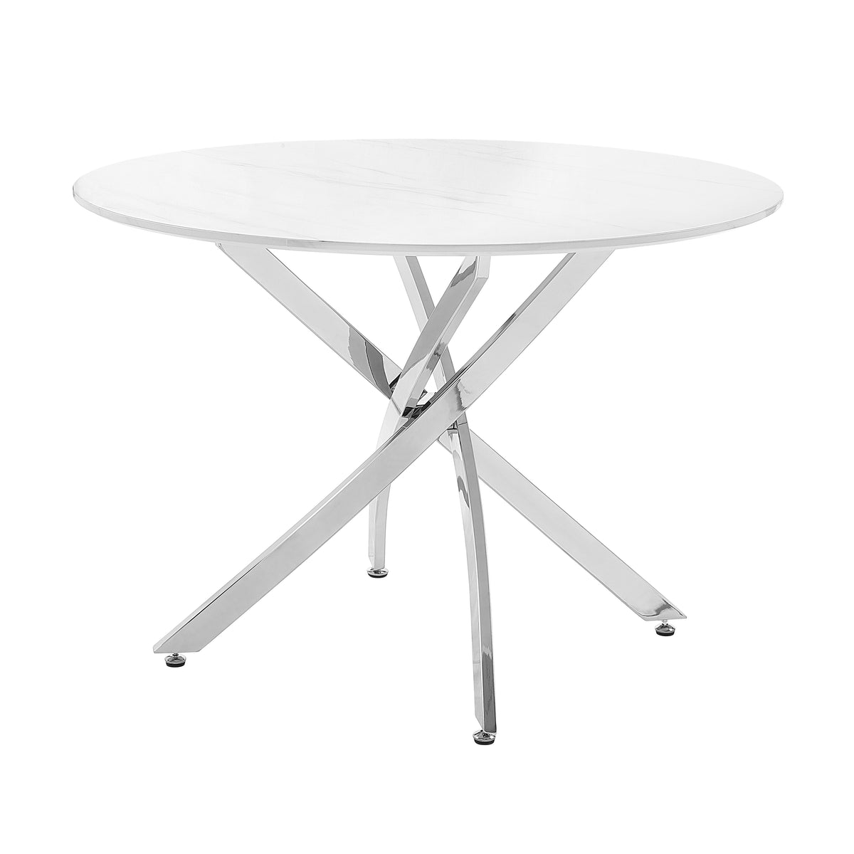 Topeka Chrome Faux-Marble Top Dining Table from Homelegance - Luna Furniture