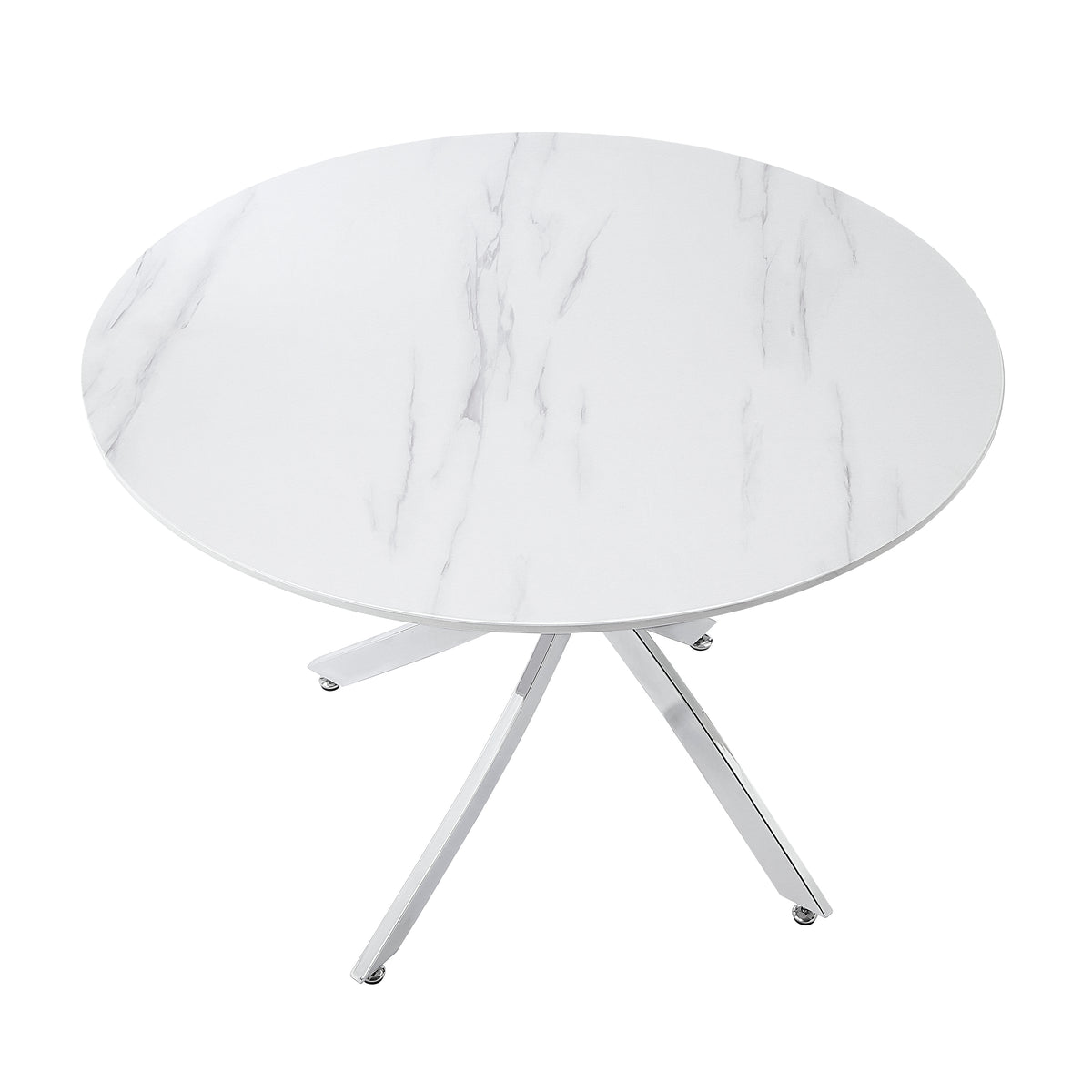 Topeka Chrome Faux-Marble Top Dining Table from Homelegance - Luna Furniture