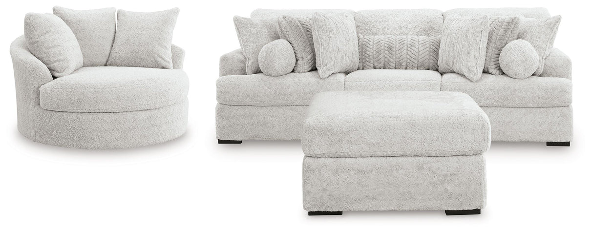 Cuddle Plush Arctic 3-Piece Sectional, Chair and Ottoman