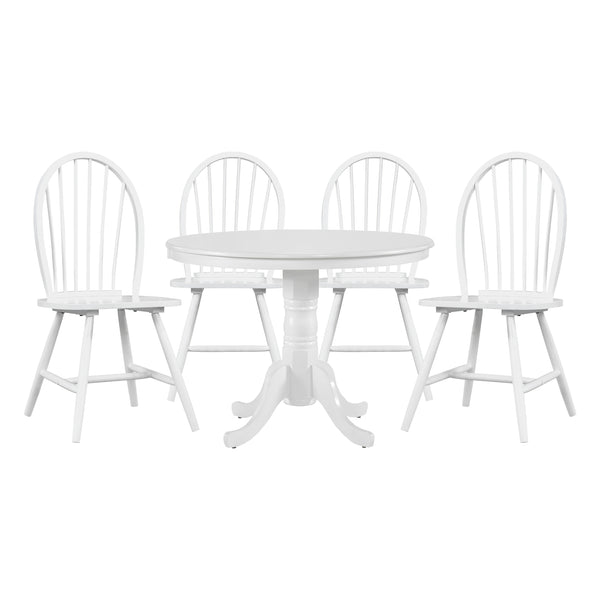 Shelby White 5-Piece Round Dining Set