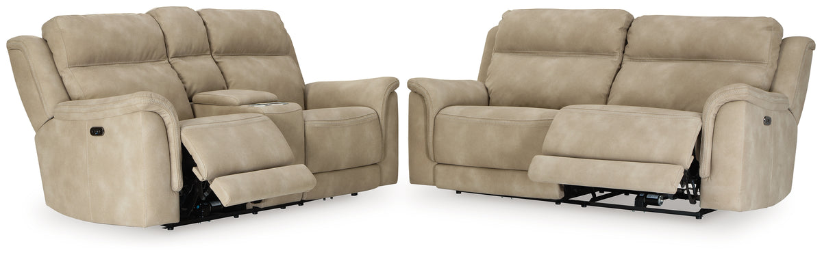 Next-Gen DuraPella Sand Power Reclining Sofa and Loveseat from Ashley - Luna Furniture