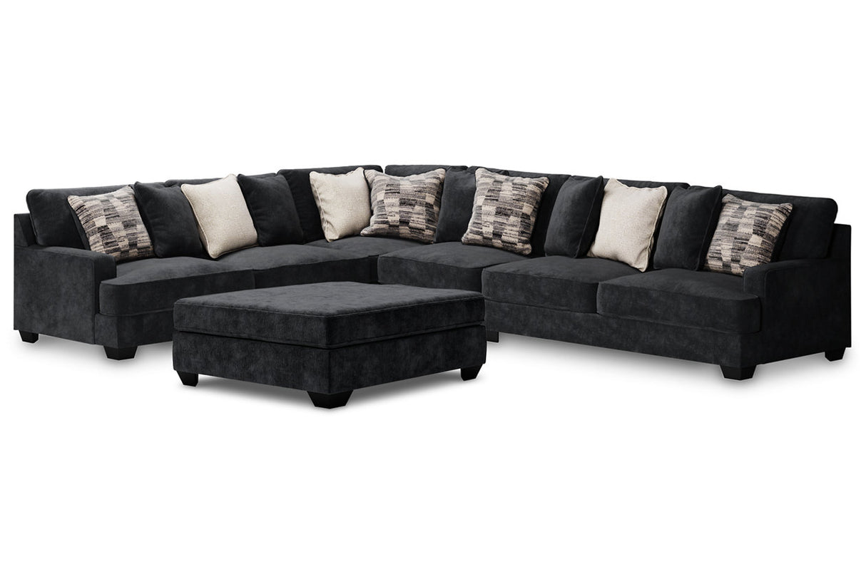 Lavernett Charcoal 4-Piece Sectional with Ottoman from Ashley - Luna Furniture