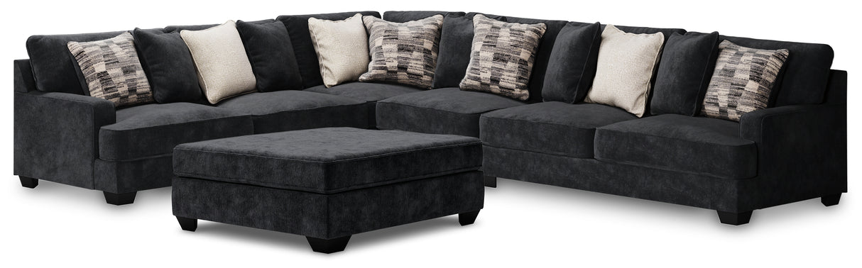 Lavernett Charcoal 4-Piece Sectional with Ottoman from Ashley Furniture - Luna Furniture