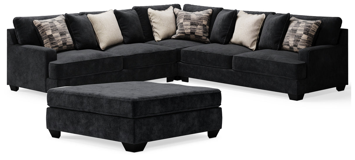 Lavernett Charcoal 3-Piece Sectional and Oversized Ottoman from Ashley Furniture - Luna Furniture