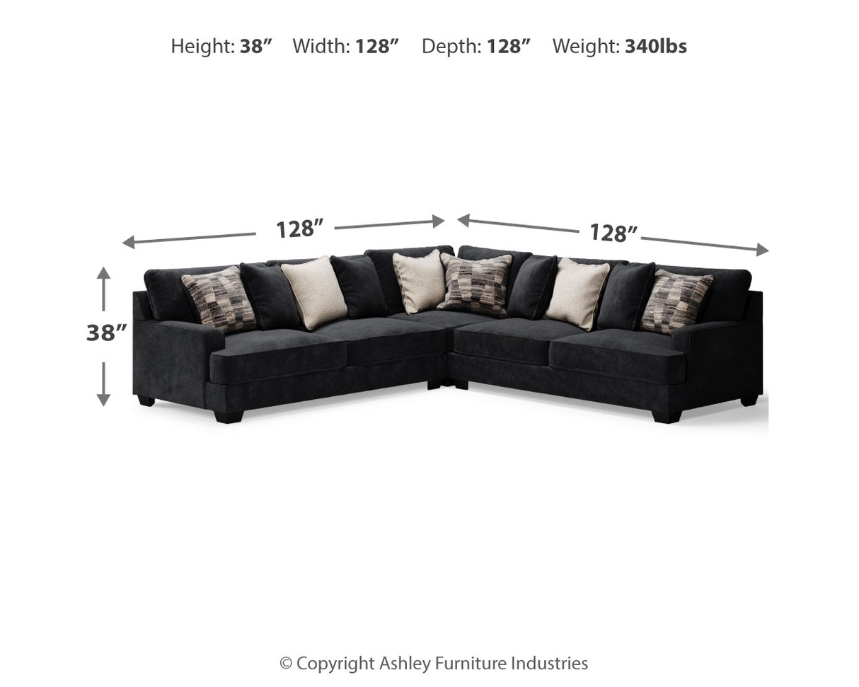 Lavernett Charcoal 3-Piece Sectional from Ashley Furniture - Luna Furniture