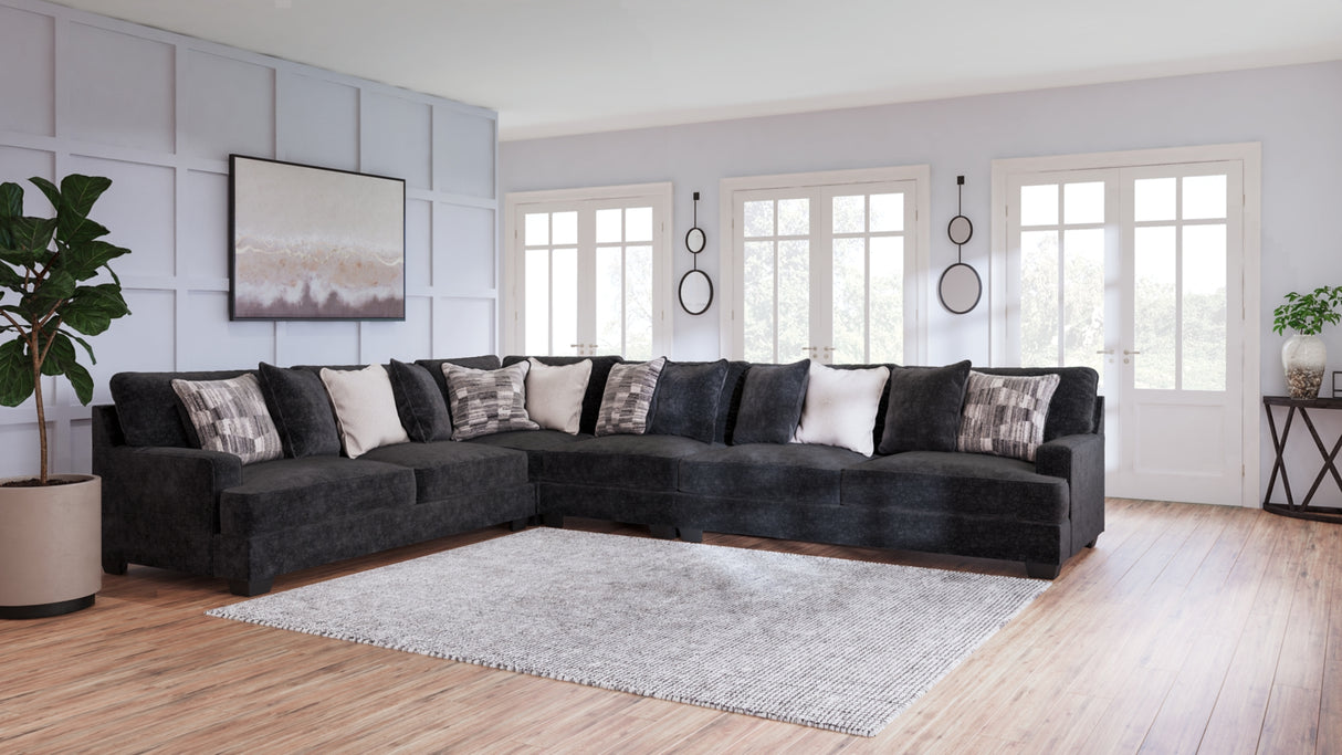 Lavernett Charcoal 4-Piece Sectional with Ottoman from Ashley Furniture - Luna Furniture