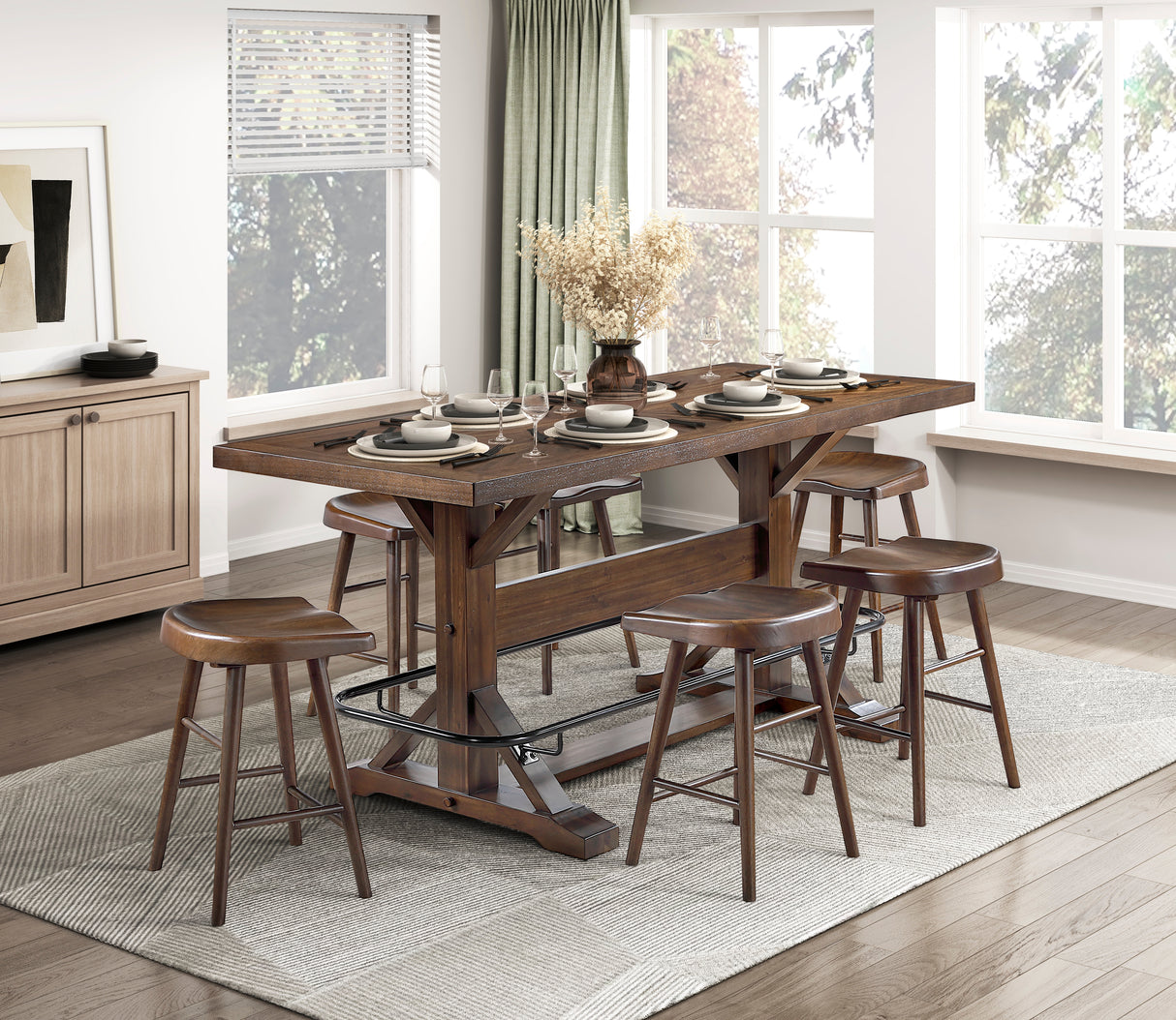 Oliver Brown Counter Height Table from Homelegance - Luna Furniture