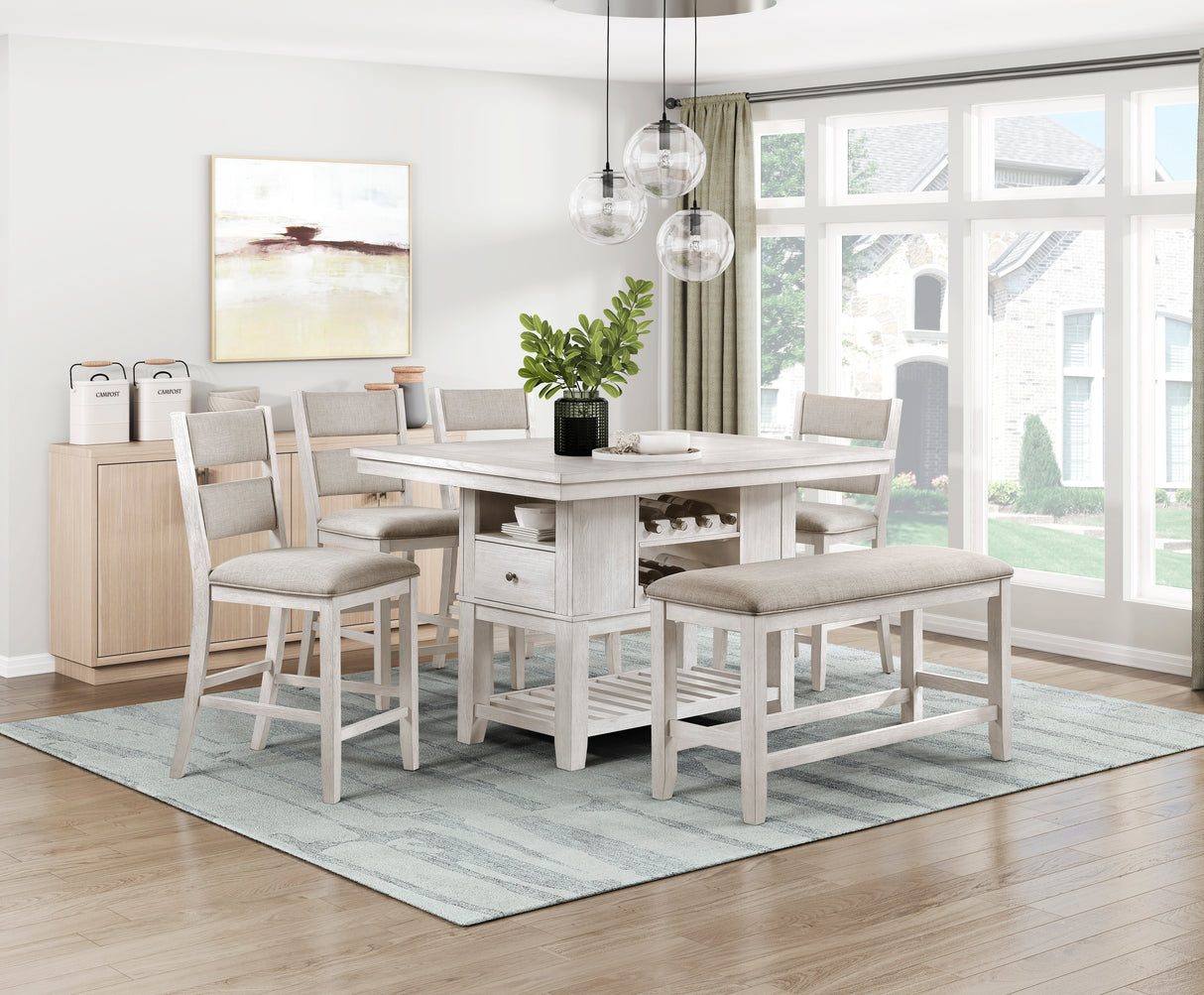 Savile Antique White/Light Gray Counter Height Table from Homelegance - Luna Furniture