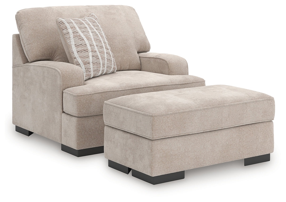 High Profile Chair and Ottoman in Taupe from Ashley Furniture - Luna Furniture