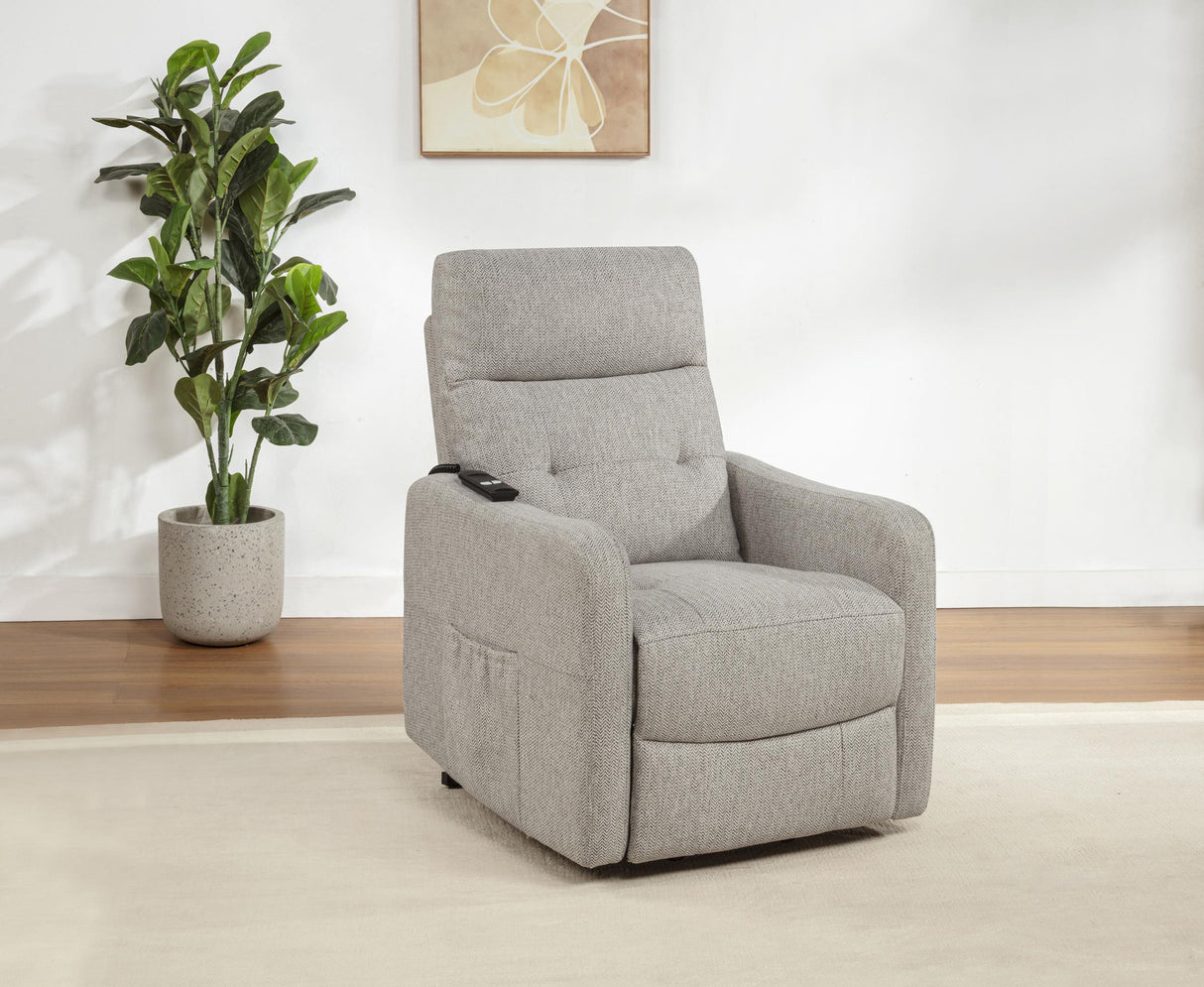 Dayes Taupe Upholstered Power Lift Recliner Chair from Coaster - Luna Furniture