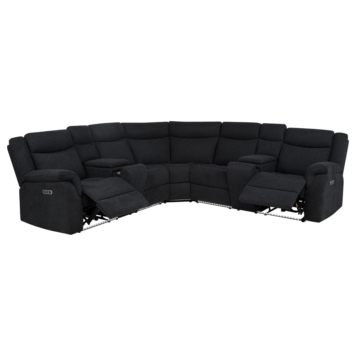 Hagen Steel Gray Upholstered Power Reclining Sectional Sofa from Coaster - Luna Furniture