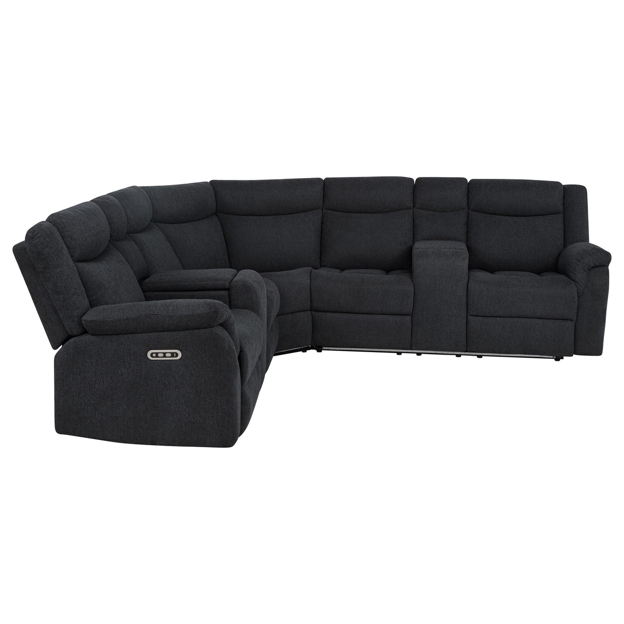 Hagen Steel Gray Upholstered Power Reclining Sectional Sofa from Coaster - Luna Furniture