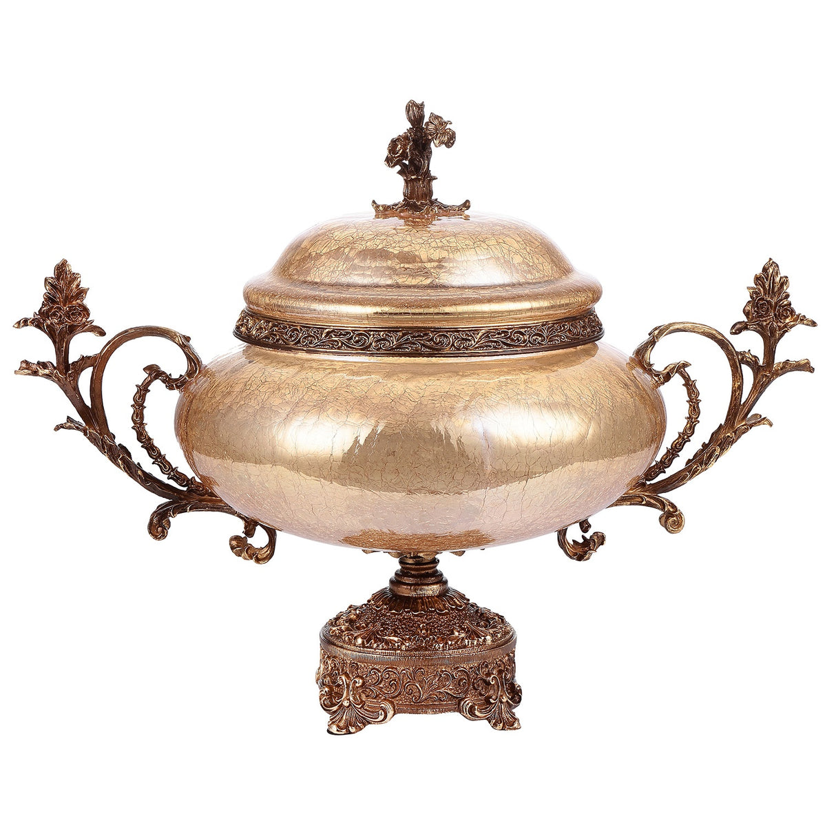 HD-6009 Bronze/Golden Pearl Crackle Urn from Homey Design - Luna Furniture