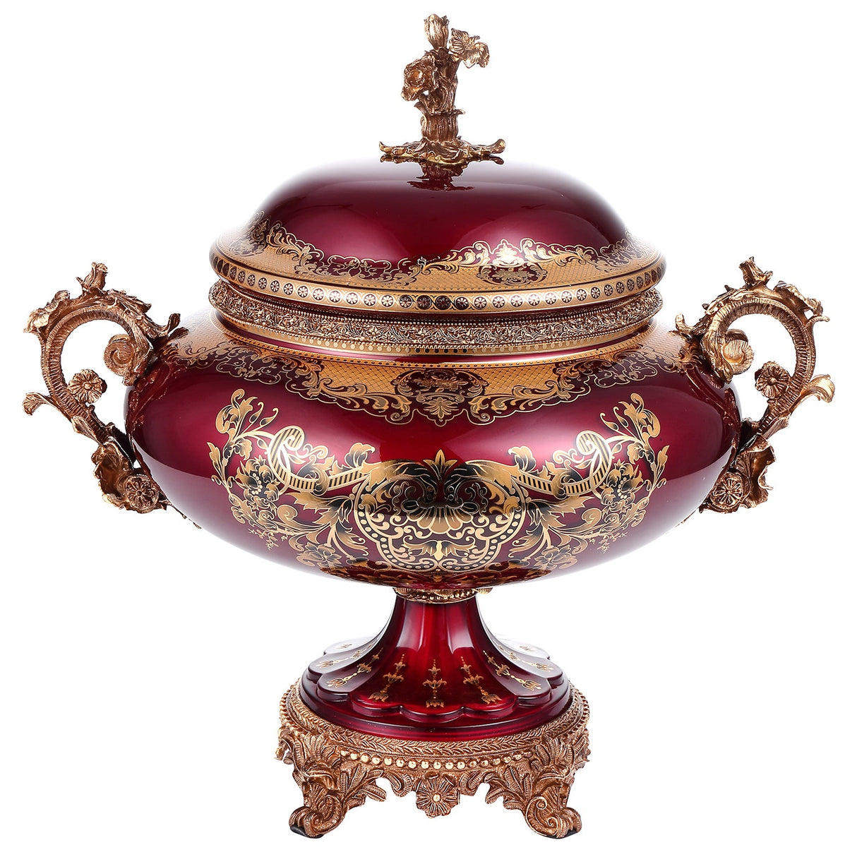 HD-6009XL Bronze/Ruby Red/Gold Urn from Homey Design - Luna Furniture