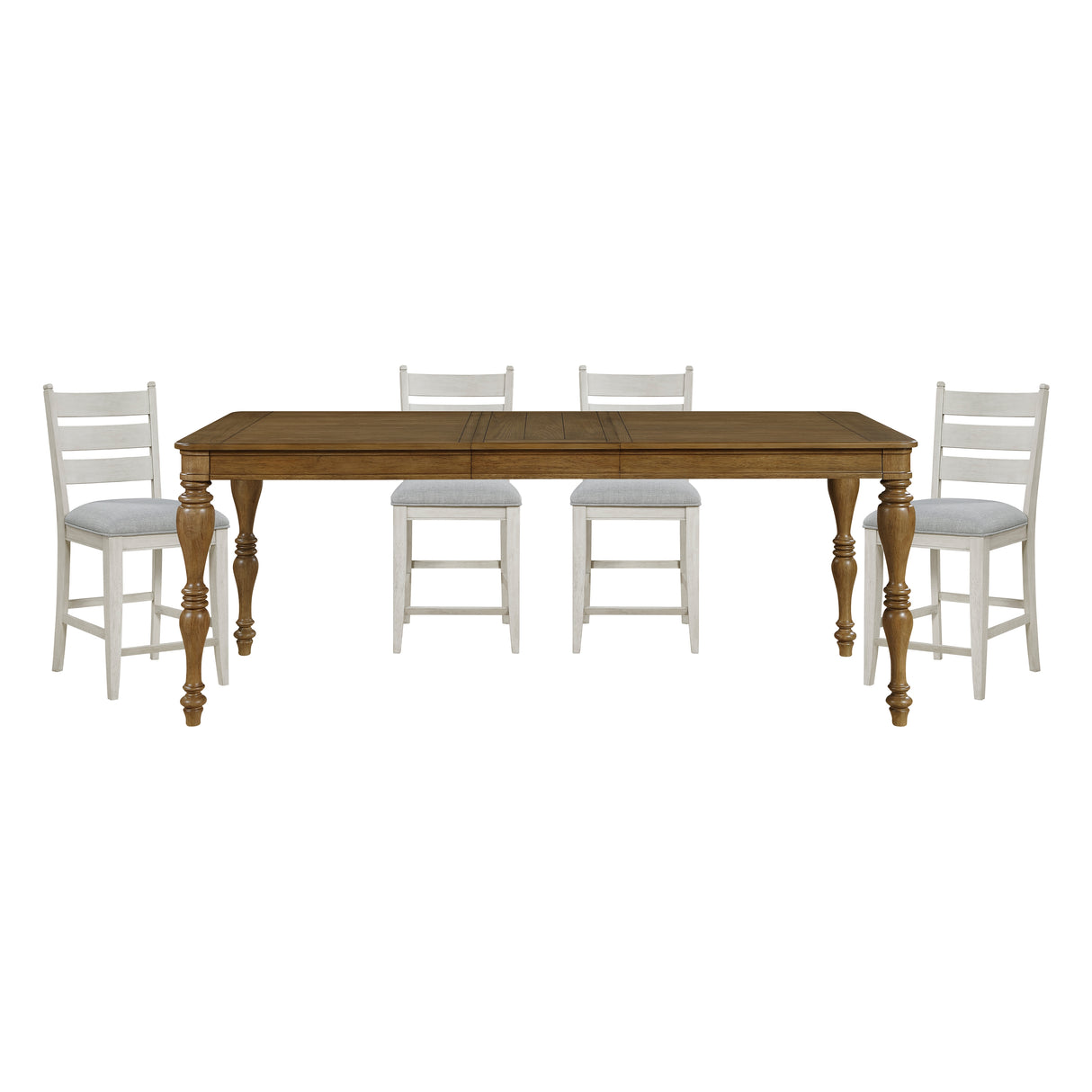 Wyatt Brown/Weathered White/Gray 7-Piece 91" Extendable Counter Height Set from Homelegance - Luna Furniture