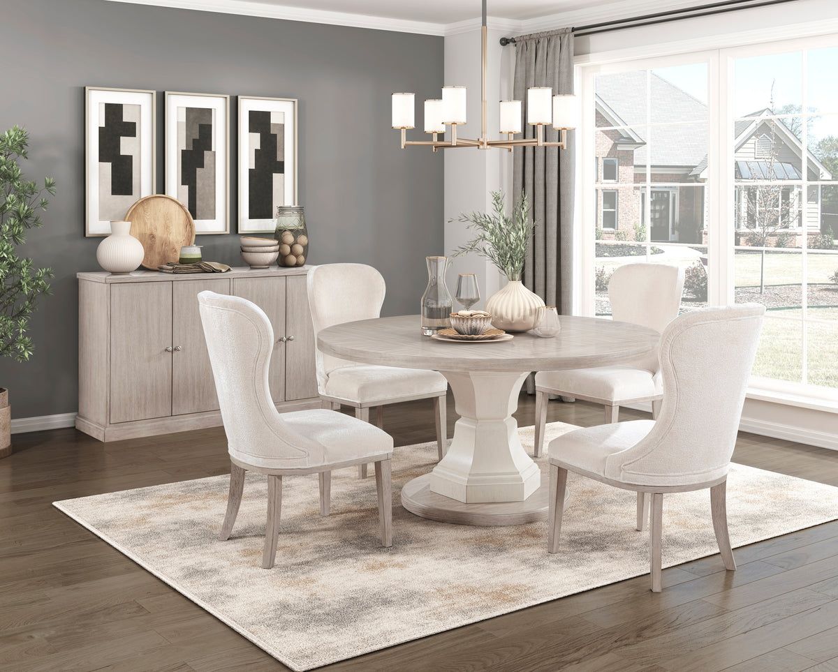 Lofton Light Gray/Ivory 7-Piece 60" Round Dining Set