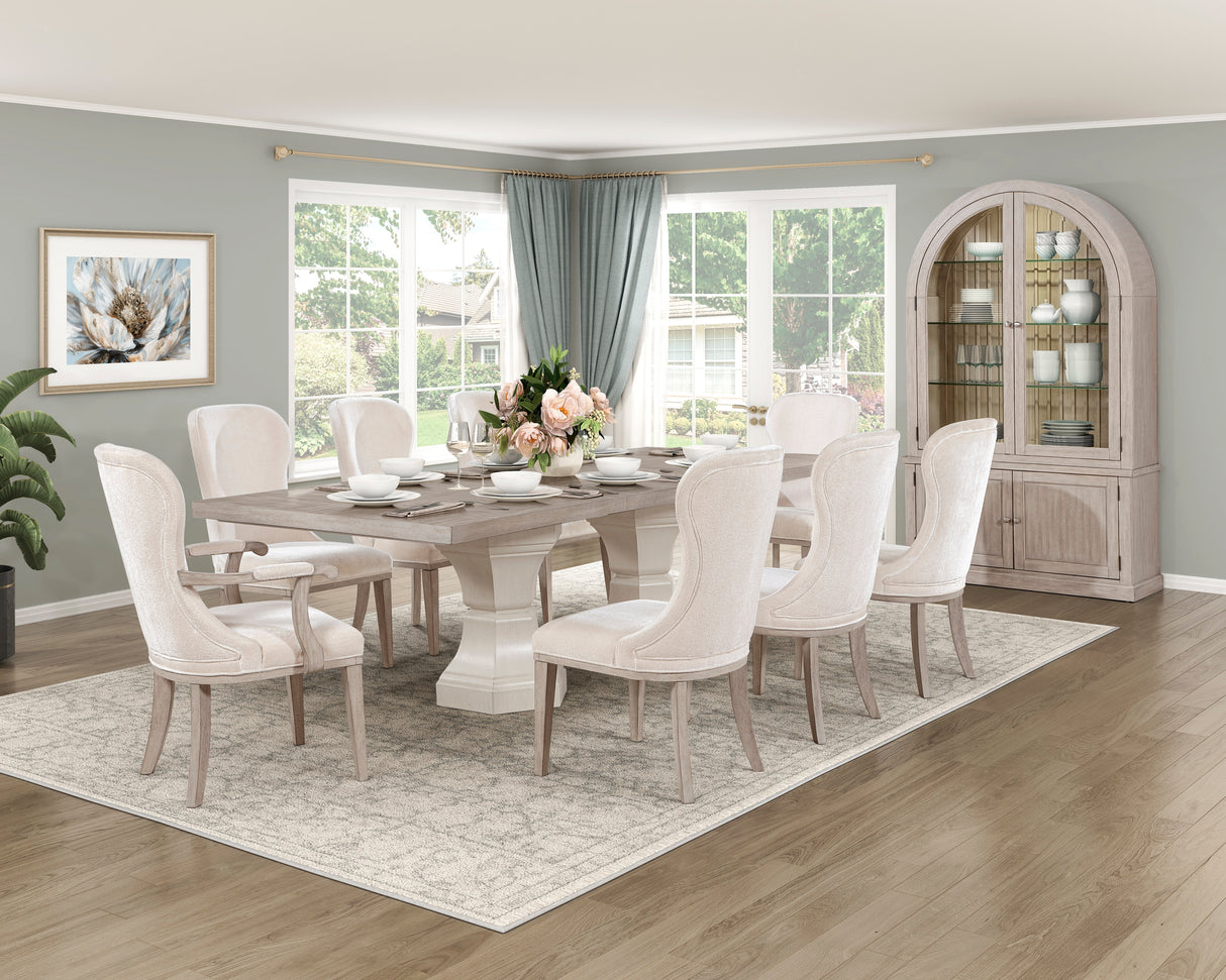 Lofton Light Gray/Ivory 7-Piece 60" Round Dining Set from Homelegance - Luna Furniture
