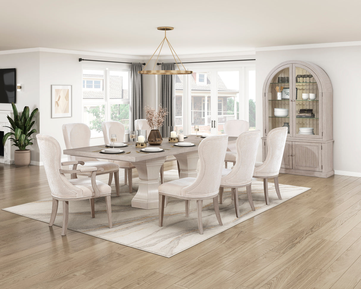 Lofton Light Gray/Ivory 7-Piece 60" Round Dining Set from Homelegance - Luna Furniture