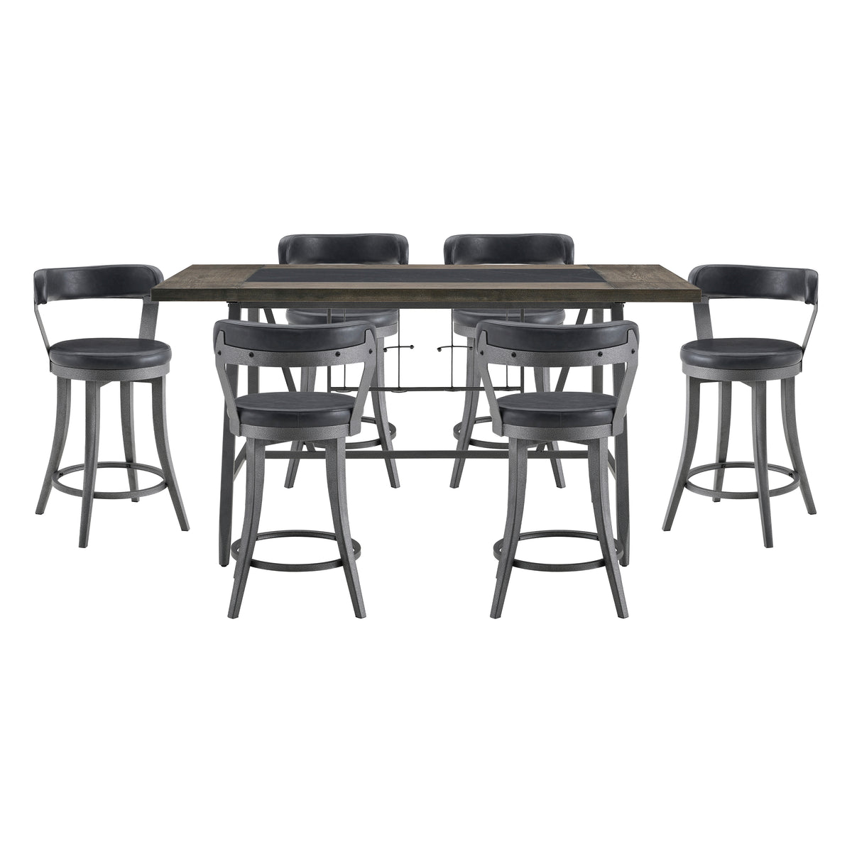 Foundry Gunmetal/Black 7-Piece Counter Height Set from Homelegance - Luna Furniture