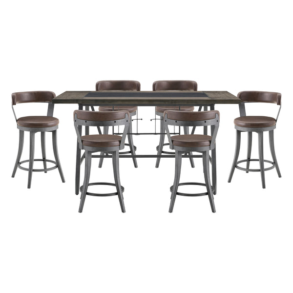 Foundry Gunmetal/Light Brown 7-Piece Counter Height Set