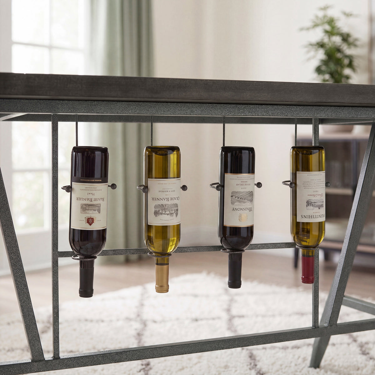 Foundry Brown/Gunmetal Counter Height Table with Wine Rack from Homelegance - Luna Furniture