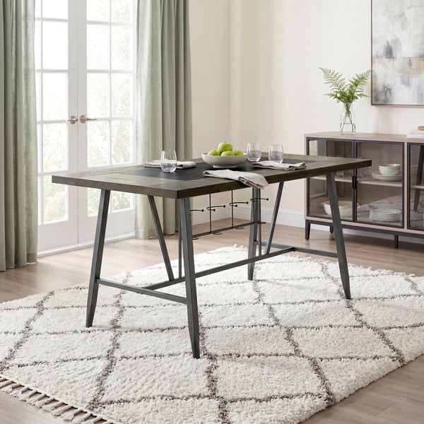 Foundry Brown/Gunmetal Counter Height Table with Wine Rack