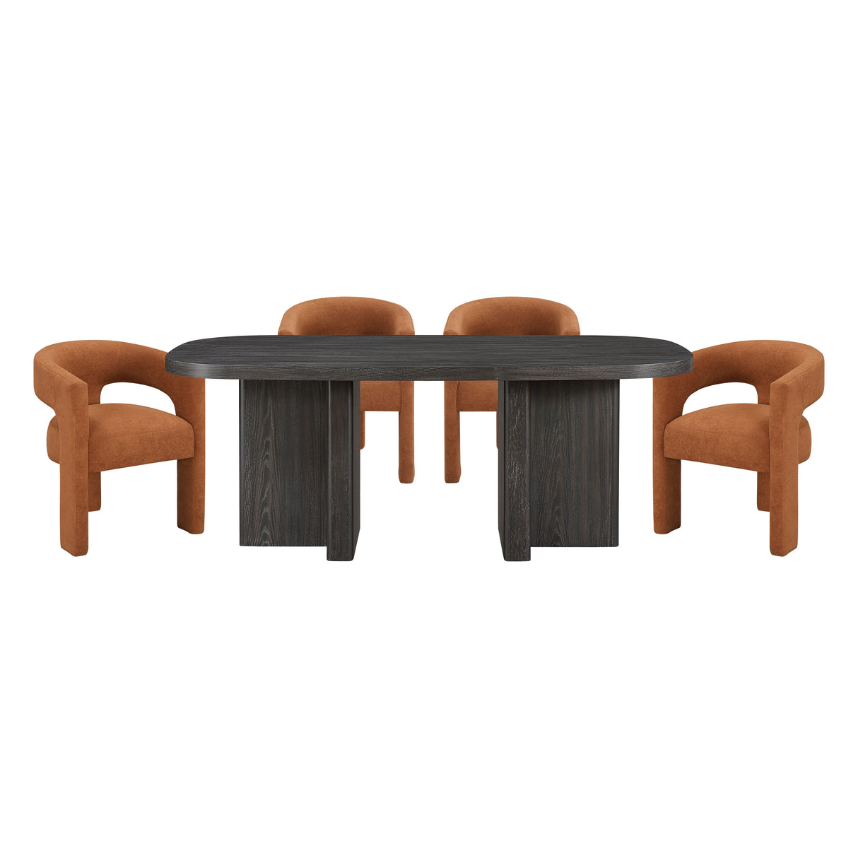 Marais Ebony/Orange Boucle 5-Piece 78" Dining Set from Homelegance - Luna Furniture
