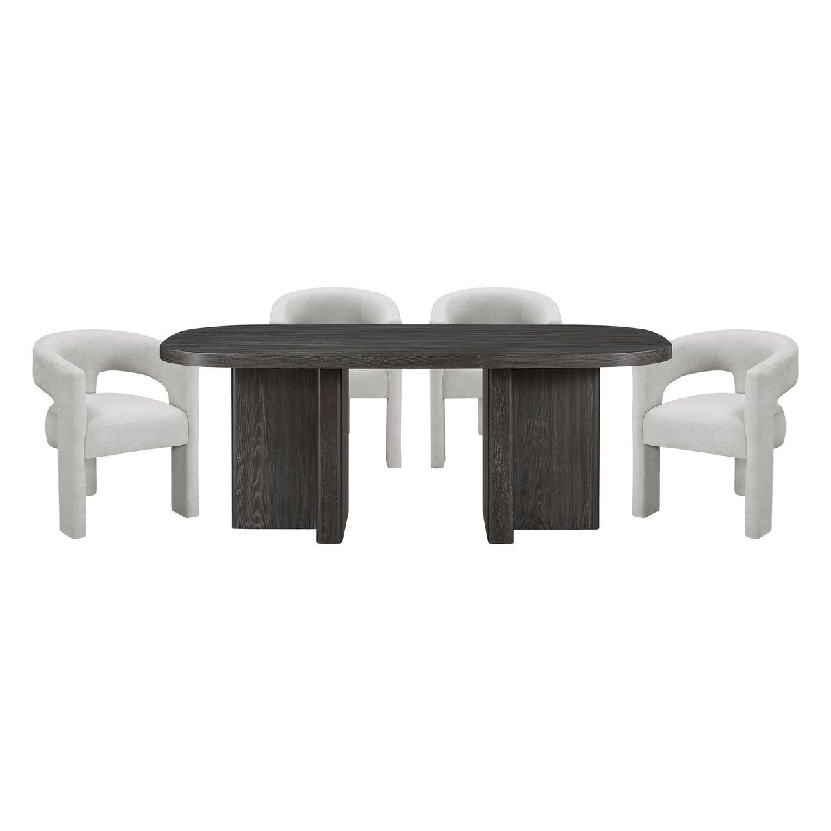 Marais Ebony/Light Gray Boucle 5-Piece 82" Dining Set from Homelegance - Luna Furniture