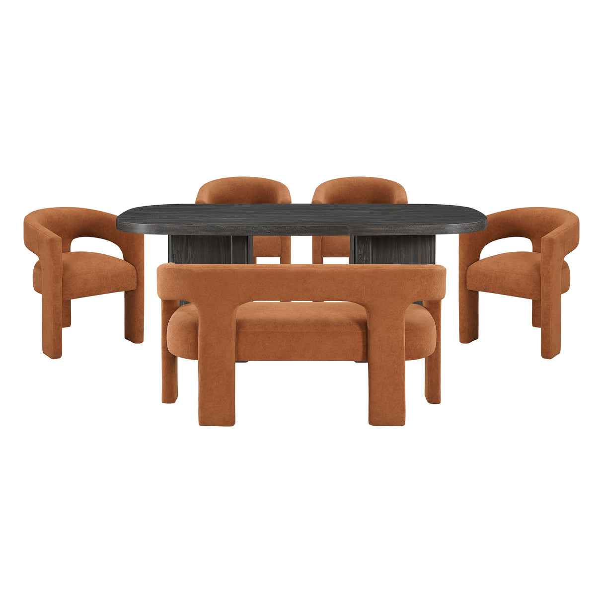 Marais Ebony/Orange Boucle 6-Piece 82" Dining Set from Homelegance - Luna Furniture