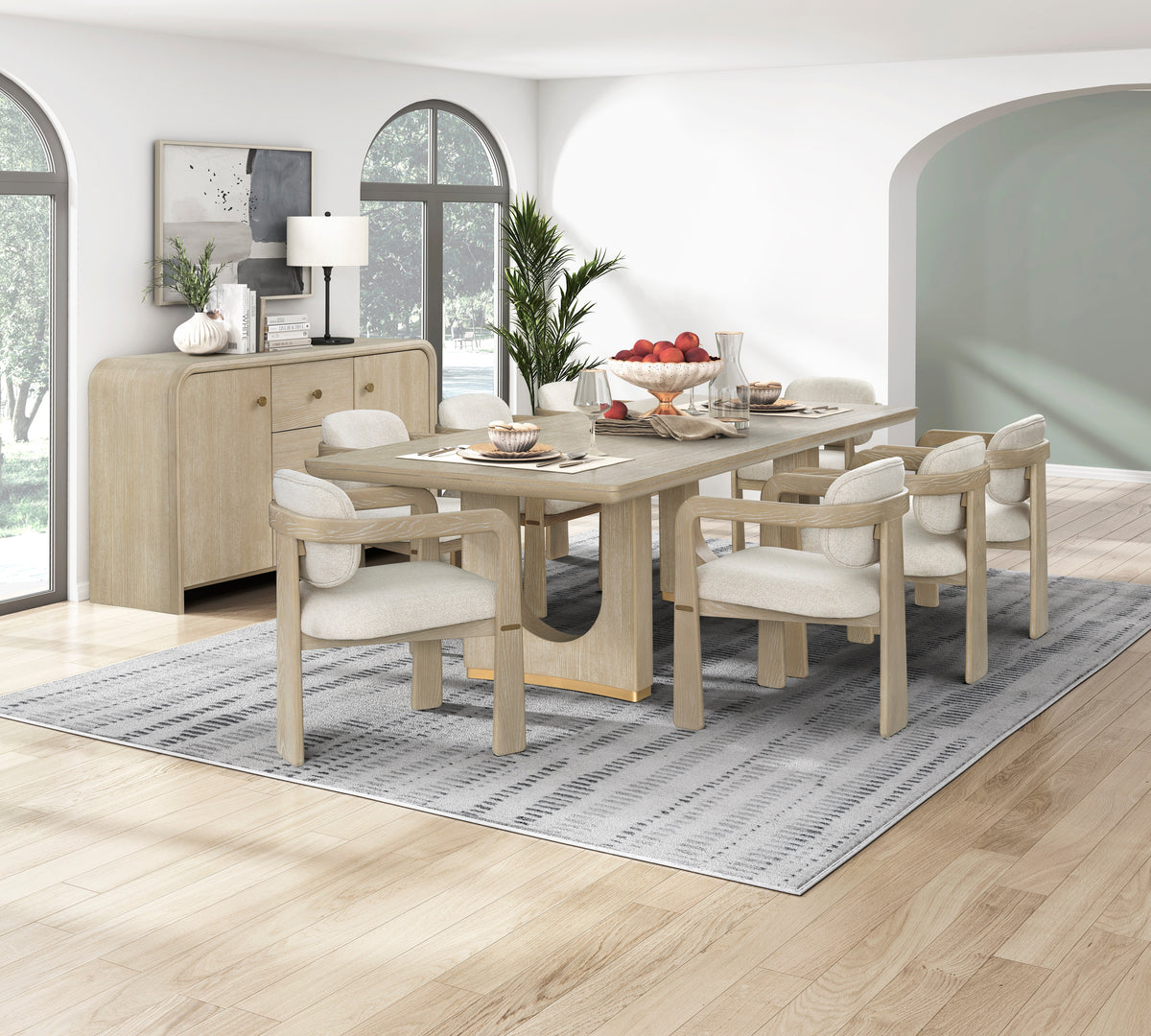 Niche Oak/Beige 9-Piece Expandable Dining Set from Homelegance - Luna Furniture