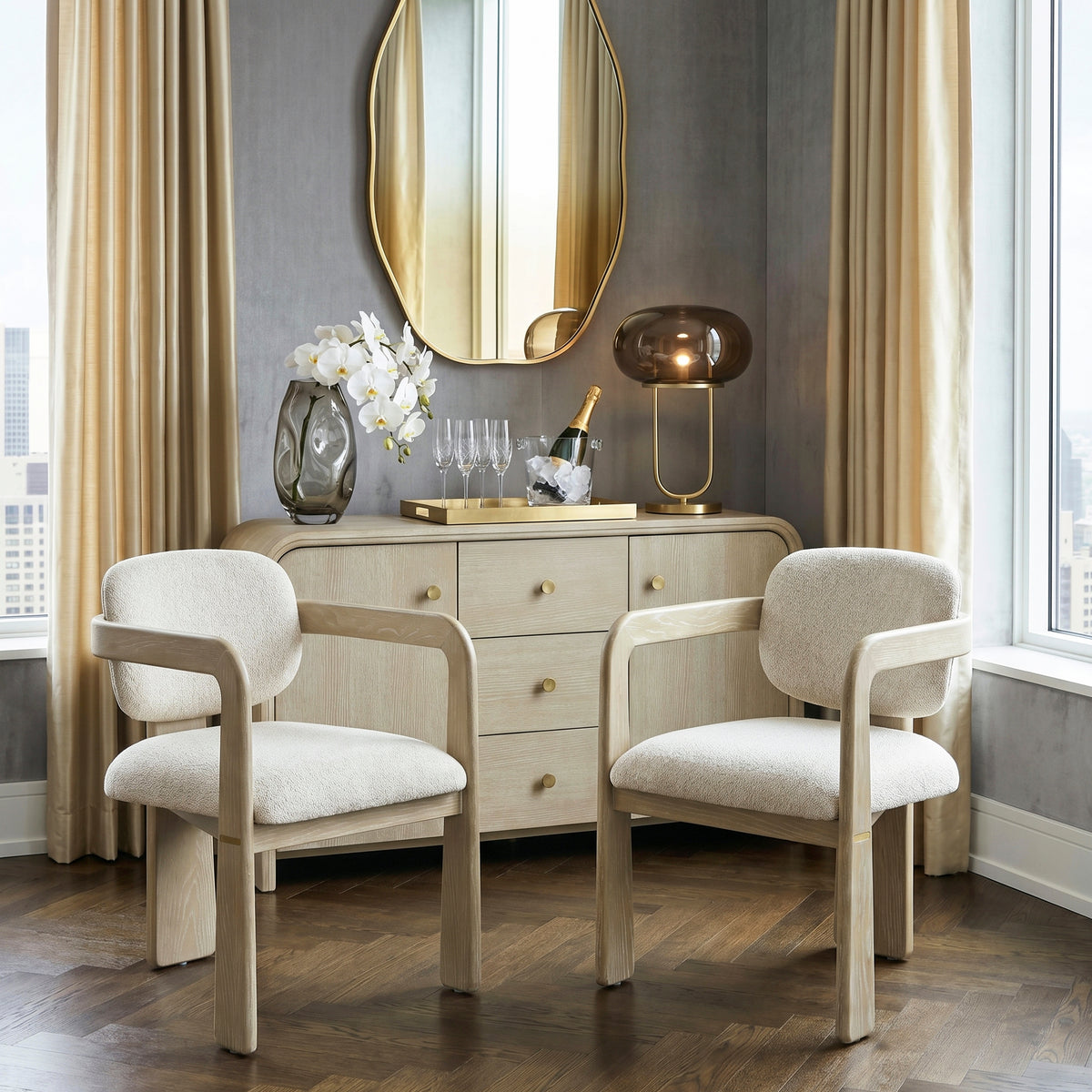 Niche Oak/Beige 9-Piece Expandable Dining Set from Homelegance - Luna Furniture