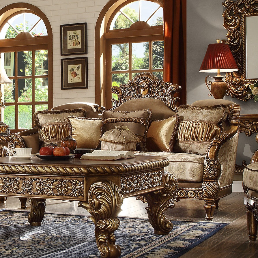HD-610 Metallic Antique Gold Loveseat from Homey Design - Luna Furniture