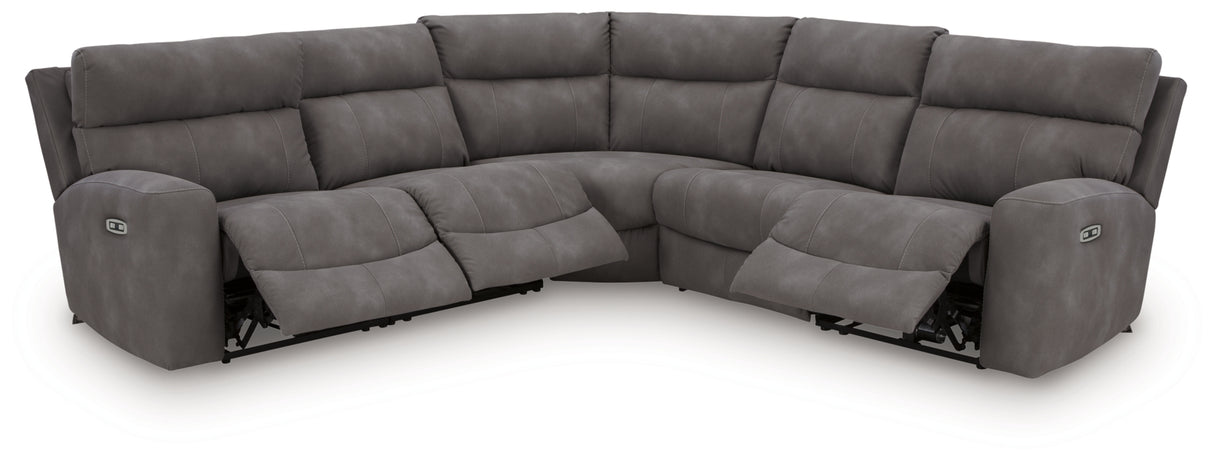 Next-Gen DuraPella Slate 5-Piece Power Reclining Sectional from Ashley Furniture - Luna Furniture
