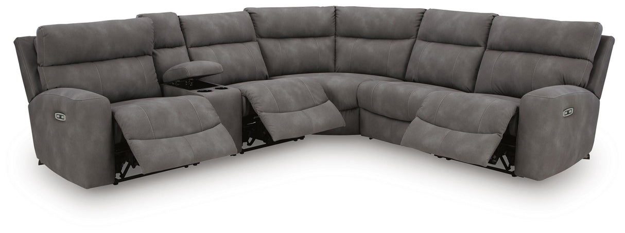 Next-Gen DuraPella Slate 6-Piece Power Reclining Sectional from Ashley Furniture - Luna Furniture