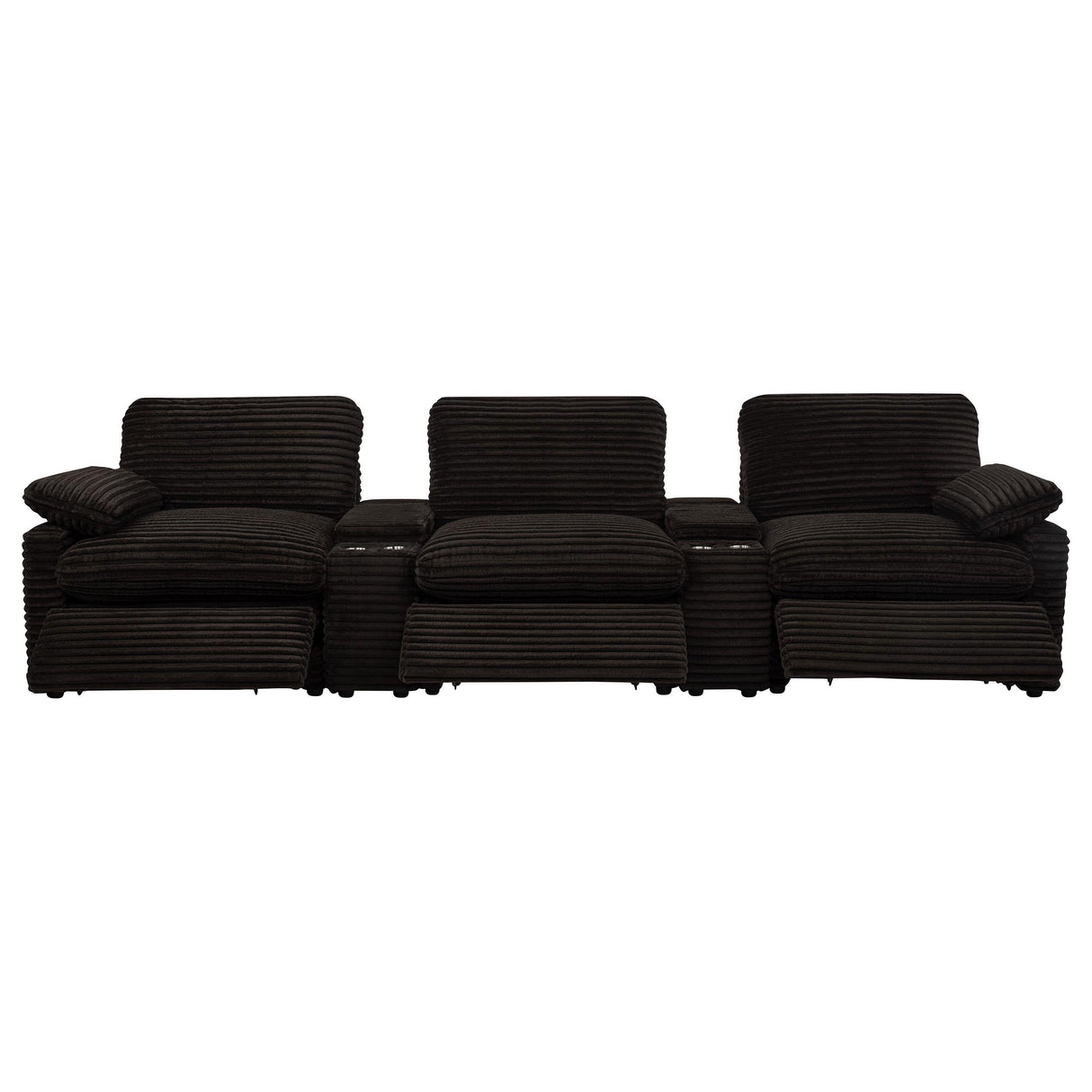 Collins Chocolate Brown 5-Piece Power Reclining Home Theater Seating from Coaster - Luna Furniture