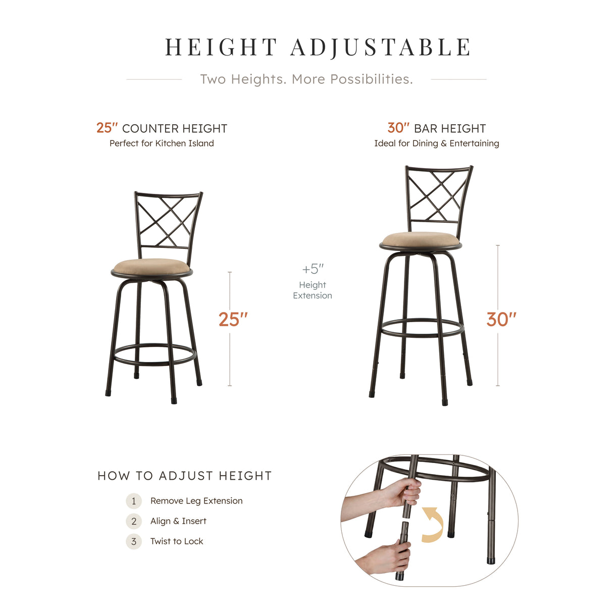 6153-2429 3-PIECE PACK CONVERTIBLE COUNTER/PUB HEIGHT CHAIR SET from Homelegance - Luna Furniture