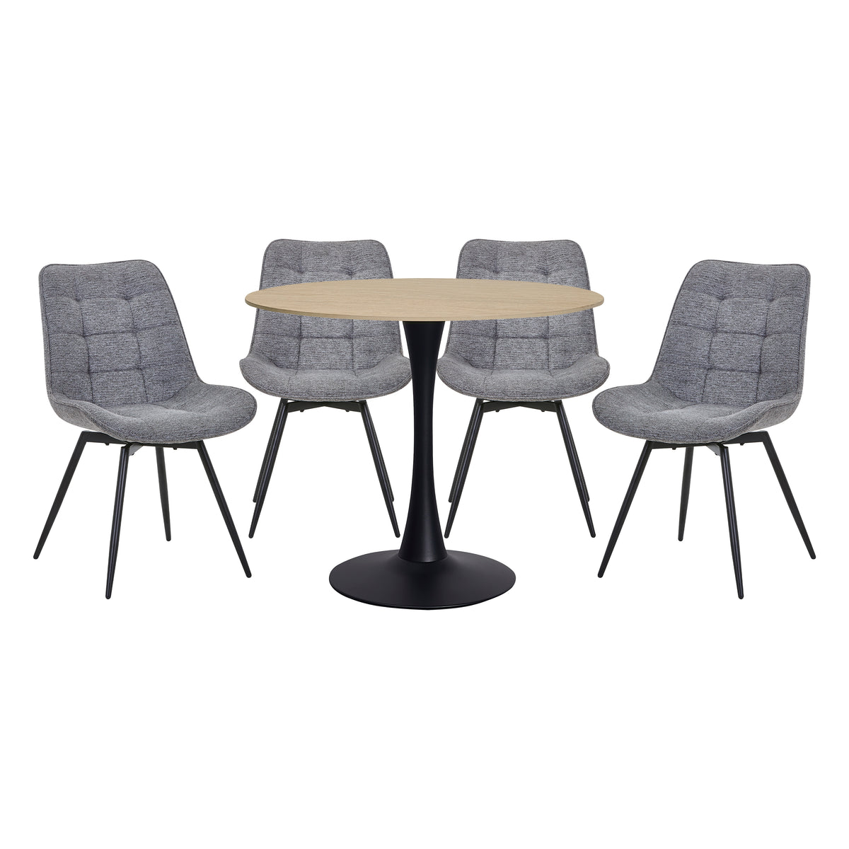 Tulipana Gray/Black 5-Piece Round Dining Set from Homelegance - Luna Furniture