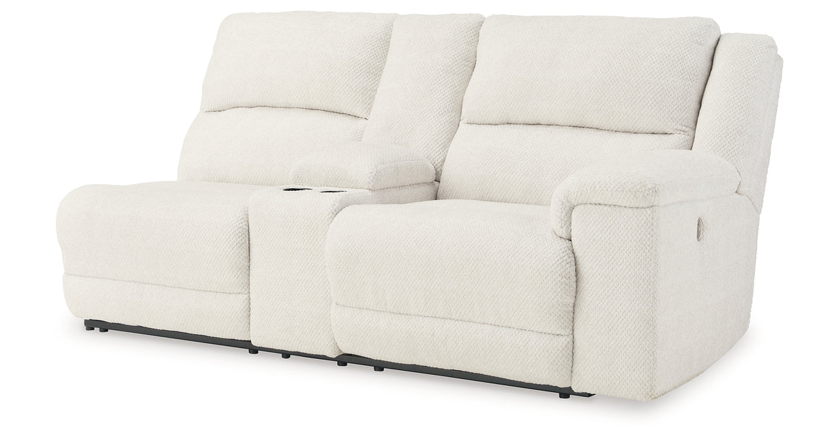 Keensburg Linen Right-Arm Facing Power Reclining Loveseat with Console from Ashley Furniture - Luna Furniture
