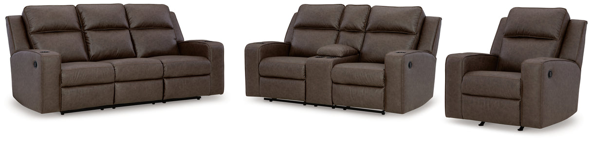 Lavenhorne Umber Reclining Sofa, Loveseat and Recliner from Ashley Furniture - Luna Furniture